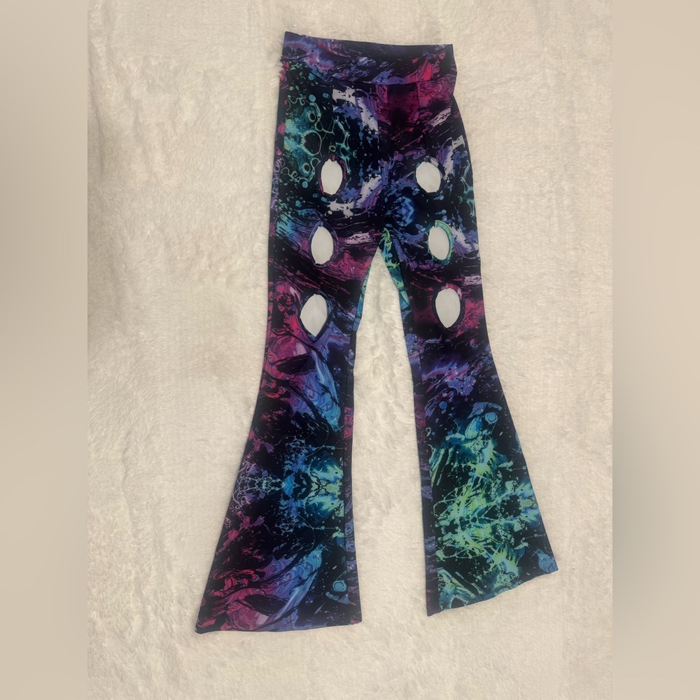 New small stretchy flair leggings pants tye dye rave raver festival hippie boho
